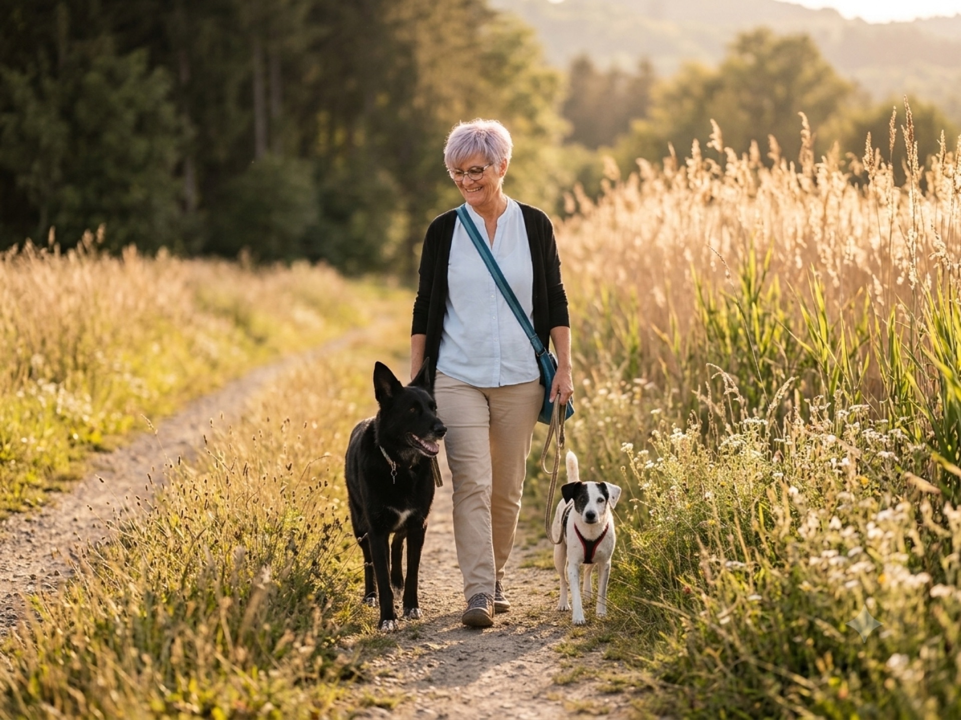 Foto: Karin mit Hund / Pferd
